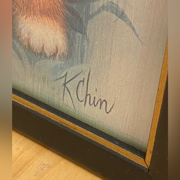 MCM cats vintage kitten flowers black framed prints kitsch 70s colors K Chin art - Picture 4 of 16